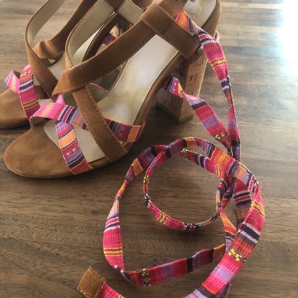 Guess? Chunky heel ribbon wrap sandal